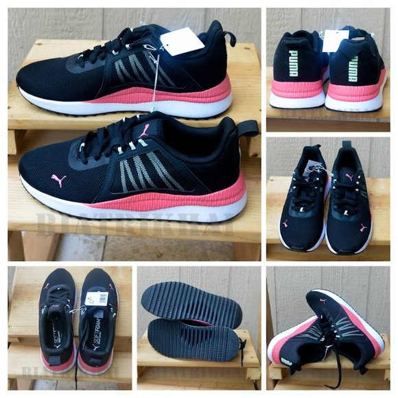 Puma Shoes - PUMA Sneakers LadiesPacer Net Cage Black Coral pink Shoes